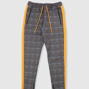 Men's Slim Fit Plaid Jogger Track Pants Yellow
